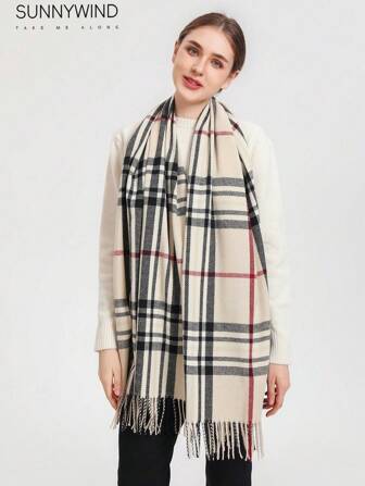 1pc Women Plaid Elegant Scarf, Suitable For Daily Wear And Parties