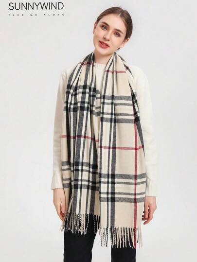 1 st. elegant rutig halsduk för kvinnor, lämplig för vardagsbruk och fester