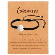 1 pieza Pulsera unisex con de los 12 signos del zodíaco, hecha a mano de acero inoxidable trenzado, de moda