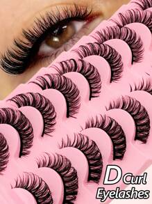 Rikuaild 10 Pairs D Curl Lashes Natural Look Cross 3D Faux Mink Eyelashes Volume Reusable Fluffy Russian Strip Lashes Like Eyelashes Extensions Strip Lashes, Lashes, Eyelashes, Fake Lashes - Natural Lashes - View 1