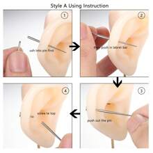 Piercing Taper 16G 18G 14G Stainless Steel Piercing Changing Tools For Threadless And Threaded Jewelry Insertion And Piercings Stretching Kit - Silver - View 5