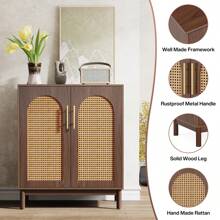 Tribesigns Set Of 2 Rattan Sideboard Buffet Cabinet With Storage, 59 Inch Accent Cabinet With Doors, Storage Cabinet For Dining Room, Living Room, Kitchen, Ranttan And Brown - Ranttan và Brown - Xem 9