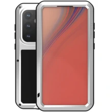 FOGEEK Ốp lưng chắc chắn tương thích với Galaxy S24 FE 5G, 16, Ốp lưng bảo vệ toàn thân chịu lực ngoài trời có viền kim loại nhôm, chống bụi/chống sốc, chống trầy xước tích hợp kính cường lực bảo vệ - Bạc - Xem 1