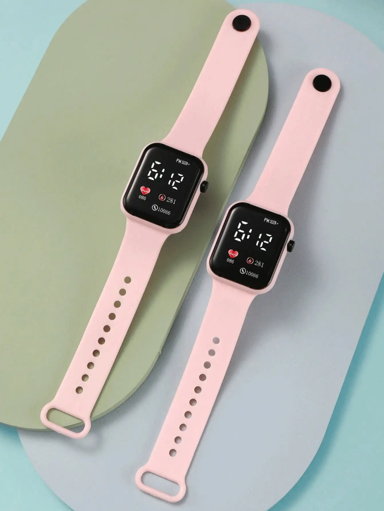 2pcs Coin Cell Powered Led Square Electronic Smart Bracelet Watch, Student Watch/Couple Matching/Couple Watch Set