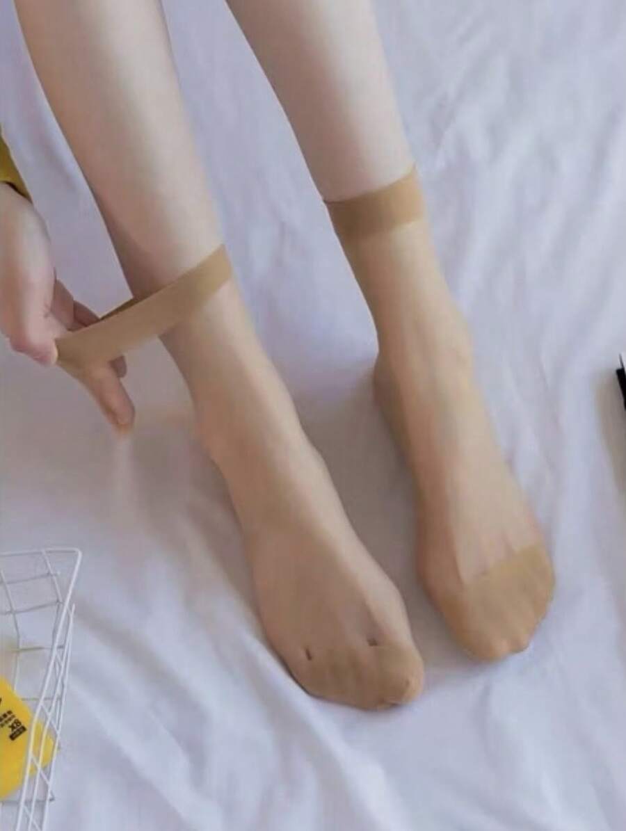 Kit 10 Pairs Of Black Beige 3/4 Thin Formal Socks - Beige - View 1