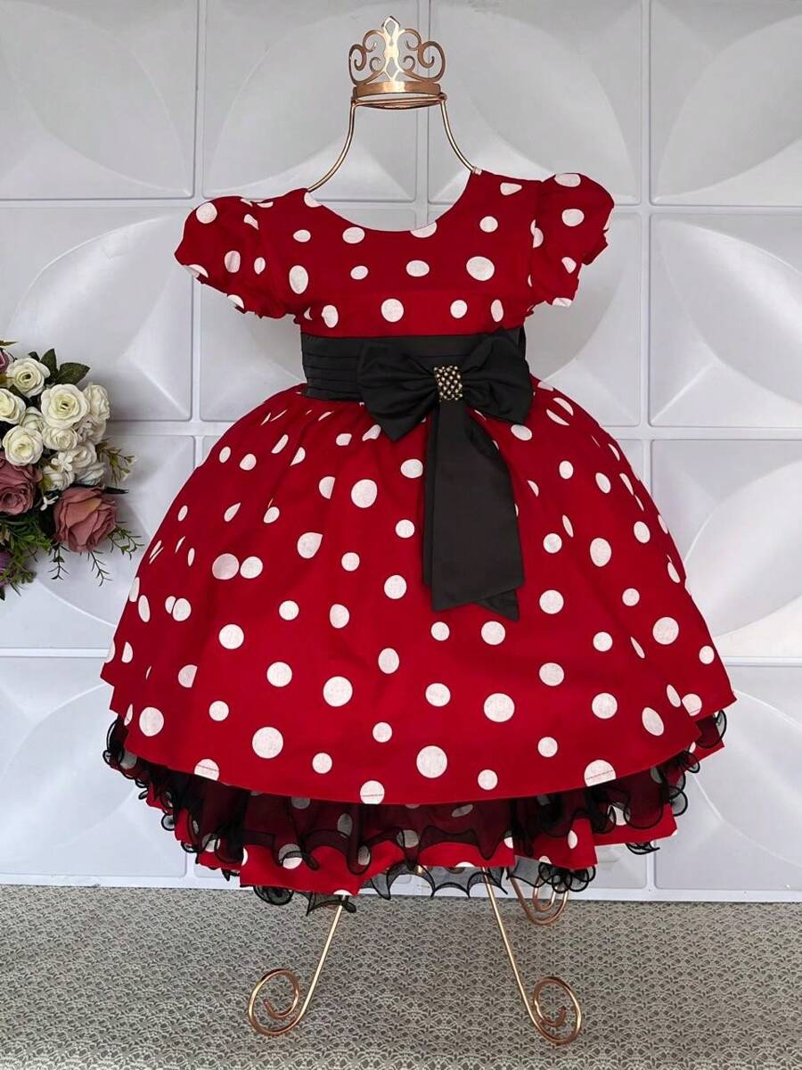 White Polka Dot Dress Themed Children's Birthday Party Beautiful Girl - 紅白色 - 查看 1