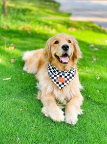 1 khăn rằn in hình ca rô cho thú cưng - Nhiều màu - Xem 1