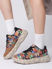 1pair Women Casual Jelly Chunky Platform Sneakers Ugly-Cute Niche Thick Sole Small White Shoes