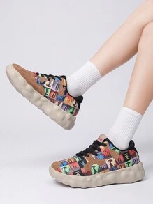 1pair Women Casual Jelly Chunky Platform Sneakers Ugly-Cute Niche Thick Sole Small White Shoes