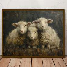 1 bức tranh vải canvas Giáng sinh hình cừu buồn bã cổ điển - Trang trí tường không khung cho gia đình và văn phòng, quà tặng hoàn hảo cho ngày lễ - Nhiều màu - Xem 7