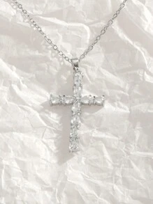 1 件装，复古奢华风格，铜质镶嵌锆石幸运吊坠，不锈钢 18k 镀金银防过敏女士项链，适合珠宝礼物、情侣、中性风格 - 彩色 - 查看 18