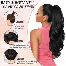 22inch/55cm Drawstring Ponytail Extension Multi-Layered Hairpieces Stand Up High Pony Tails Long Straight To Curly Hair Extensions Clip In Ponytails Highlight Soft Natural Synthetic Hairpiece Black Ash Brown Blonde For Daily Party Halloween Christmas - 淺棕色混合灰金髮 - 查看 10