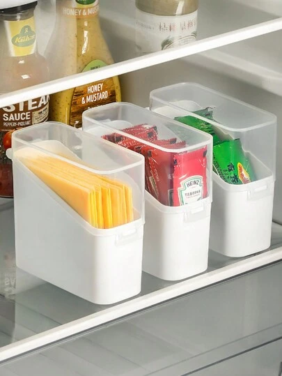 8/4/2/1 件套奶酪片收纳盒，冰箱奶酪片收纳盒，咖啡茶包收纳盒，番茄酱包收纳盒，桌面包装收纳盒，厨房冰箱收纳盒，塑料收纳整理盒