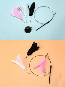 1/3/6pcs Cat Teaser Wand With Bell, Long Stick Suction Cup Funny Interactive Chew Toy For Cats,Powerful Suction Cup Cat Stick, Steel Wire Long Pole, Feather Cat Toy, Self-Stimulating And Anti-Biting Cat Teasing Tool - Multicolor - View 3