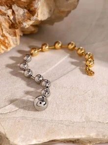 Uworld 1 Vòng tay trang trí hàng ngày mạ vàng 18K thời trang và đa năng dành cho mùa thu đông Vòng tay hạt bằng thép không gỉ màu vàng và bạc phong cách unisex Thích hợp để đeo hàng ngày, tiệc tùng nơi công sở, v.v. - vòng tay khối màu - Xem 4