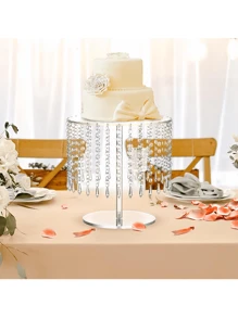 1pcs Acrylic Cake Stand Round: Cupcake Stands 12.2in Diameter Clear Afternoon Tea Dessert Display Cup Cakes Serving Plate With Crystal Chandelier For Wedding Birthday Party  Decorations, Halloween And Christmas Decorations - 透明的 - 查看 5
