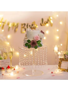1pcs Acrylic Cake Stand Round: Cupcake Stands 12.2in Diameter Clear Afternoon Tea Dessert Display Cup Cakes Serving Plate With Crystal Chandelier For Wedding Birthday Party  Decorations, Halloween And Christmas Decorations - 透明的 - 查看 4