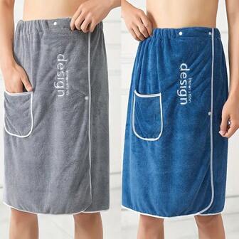1Pc Men's Wearable Bath Towel, Bath Skirt, Absorbent Shower Skirt, Bath Towel, Bathroom Supplies, Men's Spa Sauna Towel
