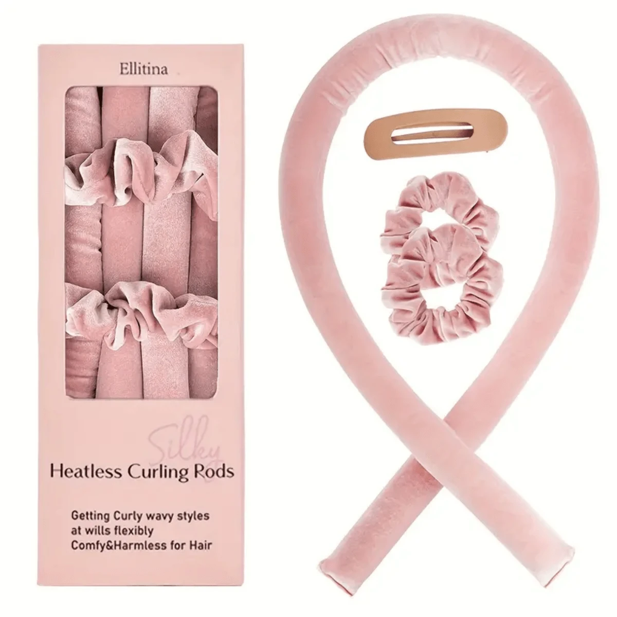 Ellitina 4Pcs No-Heat Curling Rods Set - Soft Velvet Hair Curlers For Overnight Use, Ideal For Long Hair, Low Allergen, Perfect Women Gift - Multicolor - View 1