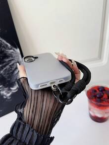 Phone Charm 高品质三合一果冻色 TPU 软壳，带腕带，防震、防汗、防指纹、防刮擦、防褪色，手机壳兼容 iPhone - 黑色 - 查看 5