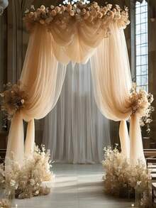 1 件（600 厘米 X 160 厘米）优雅婚礼拱门装饰透明薄纱，浪漫，透明雪纺，适合婚礼仪式、新娘送礼会和派对装饰 - 无羽毛，易于悬挂 - 多色 - 查看 5