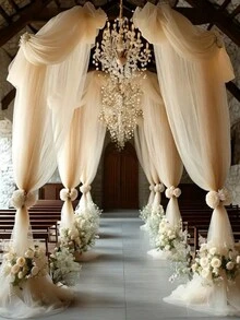 1 件（600 厘米 X 160 厘米）优雅婚礼拱门装饰透明薄纱，浪漫，透明雪纺，适合婚礼仪式、新娘送礼会和派对装饰 - 无羽毛，易于悬挂 - 多色 - 查看 8