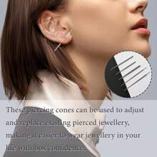 Piercing Taper 16G 18G 14G Stainless Steel Piercing Changing Tools For Threadless And Threaded Jewelry Insertion And Piercings Stretching Kit - Silver - View 10