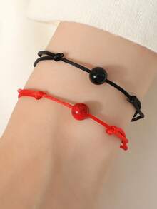 2 件简约复古天然绿松石哑光串珠编织手链，适合男女情侣 - 松石手鍊 - 查看 2