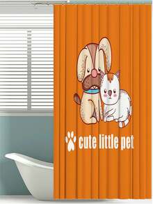 1 件宠物小狗印花浴帘，轻巧优雅，带塑料挂钩，装饰性浴室窗帘，不透明，面料，颜色和优雅防水浴室浴帘，浴室配件，家居装饰 - YL-016 - 查看 7