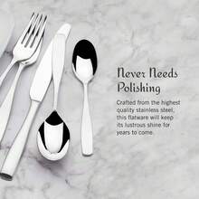Mikasa, Satin Loft Flatware Service For 12, 65 Piece Set, 18/10 Stainless Steel, Silverware Set With Serving Utensils - 銀色 - 查看 2