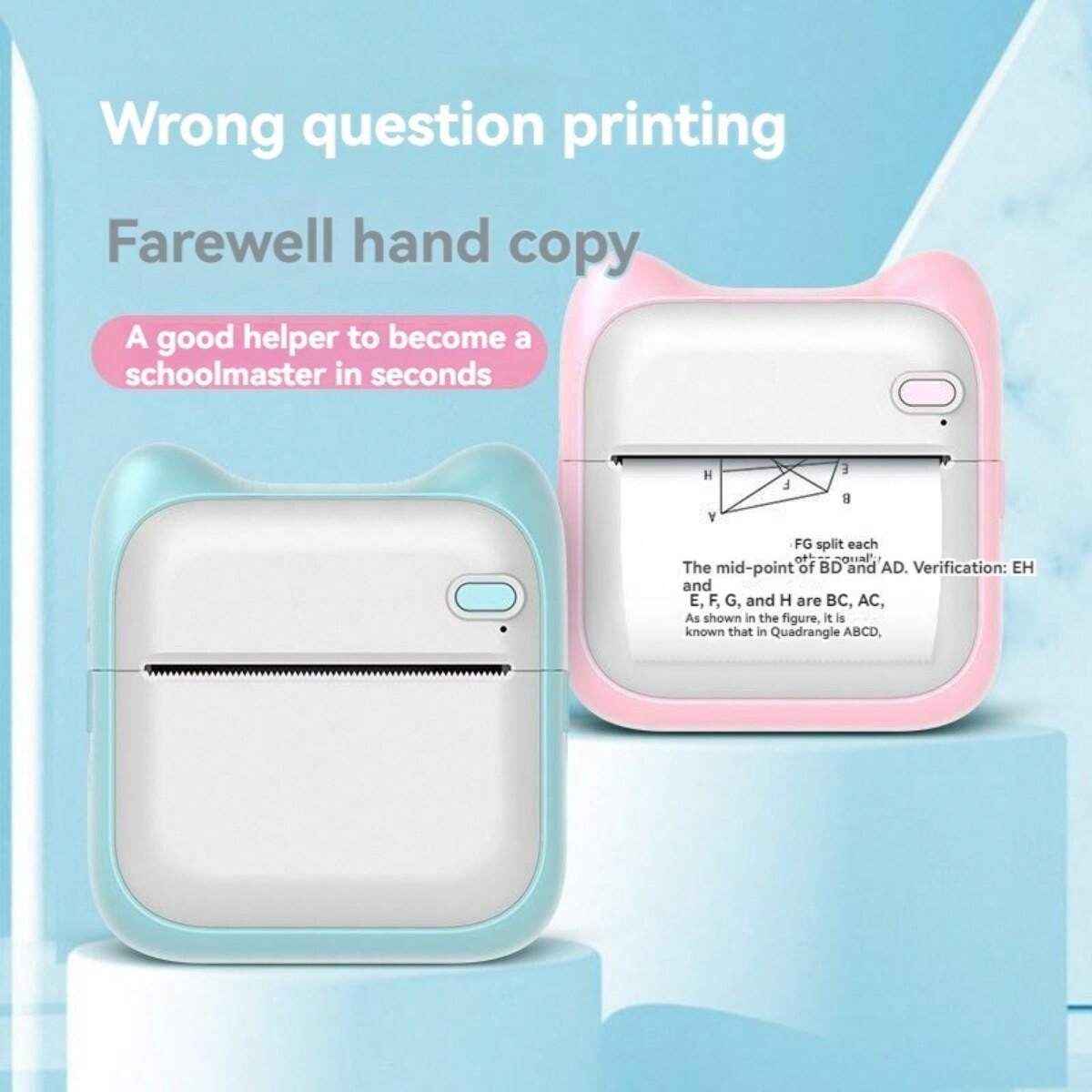 Mini Pocket Error Printing Machine, Portable Student Bluetooth Thermal