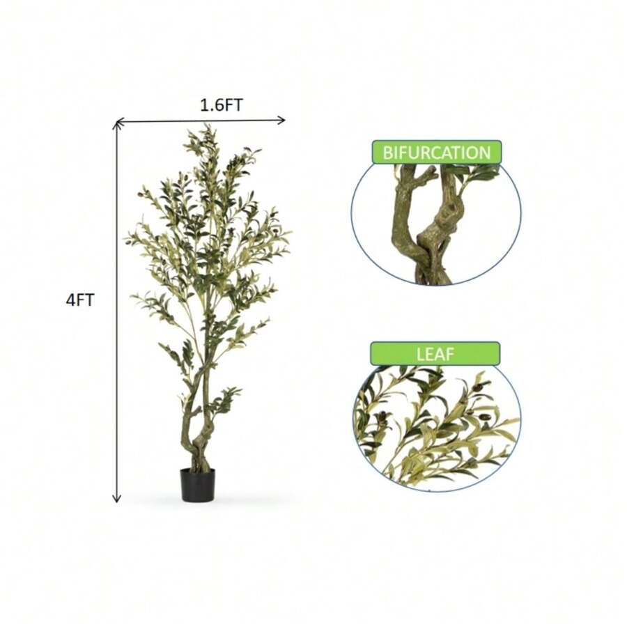 48 Inches Artificial Olive Tree Tall Faux Plant For Home Office Decor