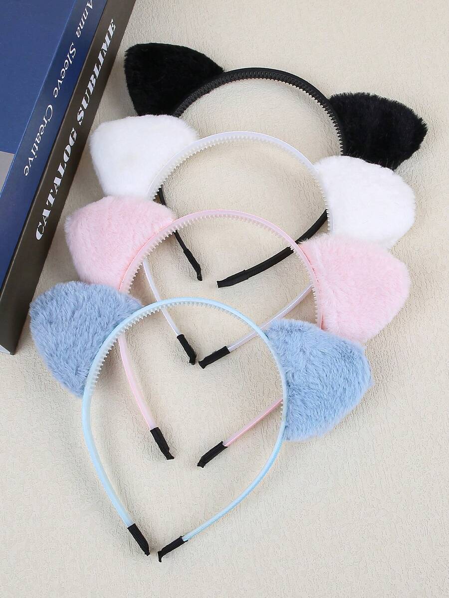 1 Piece Children Girl Plain Furry Cute Cat Ears Hair Accessory Headband