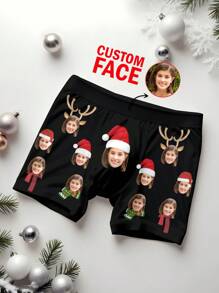 1pc Custom Christmas Boxers For Men, Personalized Men's Underwear, Custom Face Boxer Briefs, Custom Funny Boxer, Personalized Boxers For Husband, Custom Face Underwear, Custom Funny Faces Boxers Briefs, Christmas Gift, Anniversary Gift, Valentine Gift, Birthday Gift, Wedding Gift, Gift For Boyfriend, Gift For Husband, Gift For Him