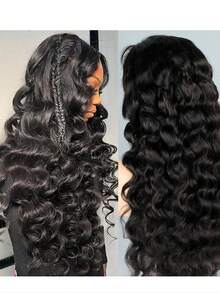 松散深蕾丝前假发 人发预拔 180% 密度深波浪人发假发 前部假发 人发 13x4 湿发和波浪蕾丝前假发 人发自然黑色 - 黑色 - 查看 1