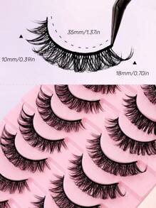 Rikuaild 10 Pairs D Curl Russian Strip Lashes Natural Look Fluffy Volume Fake Lashes Wispy Cross Effect Fake Eyelashes - 交叉款 - 查看 6