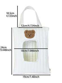 1 hộp đựng khăn giấy họa tiết gấu hoạt hình dễ thương, dùng để đựng khăn ướt trên ô tô, túi xách tay - gấu trắng - Xem 2