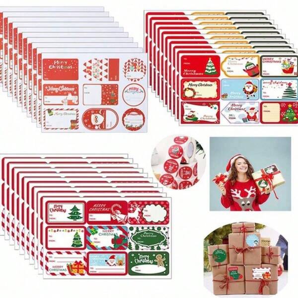 90pcs Self-Adhesive Christmas Sticker Labels - Decorative Holiday Gift Tags, Box Seals, Party Favors, And Packaging Decals For Business And Personal Use - Easy To Use, Removable, And Reusable,Christmas