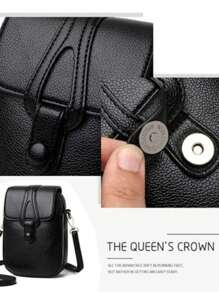 New Stylish Women Shoulder Cell Phone Bag, FASHION SHOPE - Black - View 5