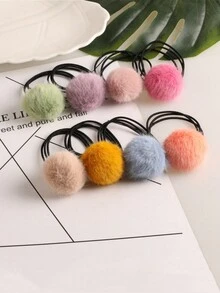 1 chiếc dây buộc tóc giả nhiều màu sắc ngẫu nhiên, vòng buộc tóc đàn hồi, phụ kiện tóc cho mùa thu/đông - Nhiều màu - Xem 1