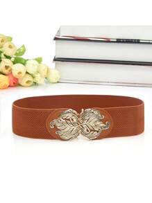 1 chiếc váy liền thân bằng da PU màu trơn thanh lịch, thời trang dành cho nữ, phù hợp để mặc quanh năm - Thắt lưng đàn hồi - Xem 4