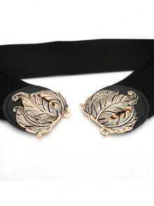 1 chiếc váy liền thân bằng da PU màu trơn thanh lịch, thời trang dành cho nữ, phù hợp để mặc quanh năm - Thắt lưng đàn hồi - Xem 2