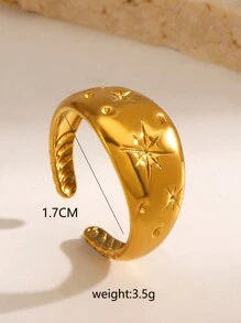 Ring1pc Anel de textura radiante de estrela de aço inoxidável moderno e personalizado