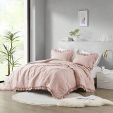 Elegant Phoebe 2/3 Pieces Mini Diamond Patterning Bedding Comforter Set,All Season Family Home Textile Fits Modern Bedroom Décor,2 Pieces For Twin-Twin XL Size And 3 Pieces For Full-Queen-King-Cal King Size, Mother's Day Thanks Giving Gifts - 臉紅 - 查看 5