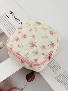1Pc Túi đựng mỹ phẩm họa tiết hoa cho nữ, Túi đựng đồ trang điểm, Túi đựng đồ trang điểm, Túi đựng băng vệ sinh, Túi đựng khăn ăn, Túi đựng mỹ phẩm, Túi đựng đồ trang điểm cho nữ, Túi đựng băng vệ sinh cho nữ, Túi đựng ví, Túi đựng cọ mỹ phẩm di động có khóa kéo - Nhiều màu - Xem 5