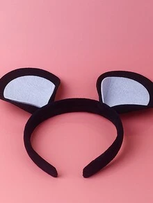 1pc New Halloween Pink Mouse Ear Headband, Cute Kids Festival Party Cat Ear Hair Hoop Accessory