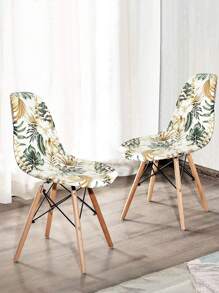 1/4/6 件热带植物印花弹力氨纶牛奶丝通用可洗弧形椅套，适合所有季节 - 彩色 - 查看 6