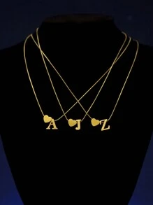 1 件女士精致锁骨心形字母“26”项链，简约优雅奢华 18K 镀金不锈钢吊坠项链，约会派对礼物的时尚配饰 - 金色 - 查看 1