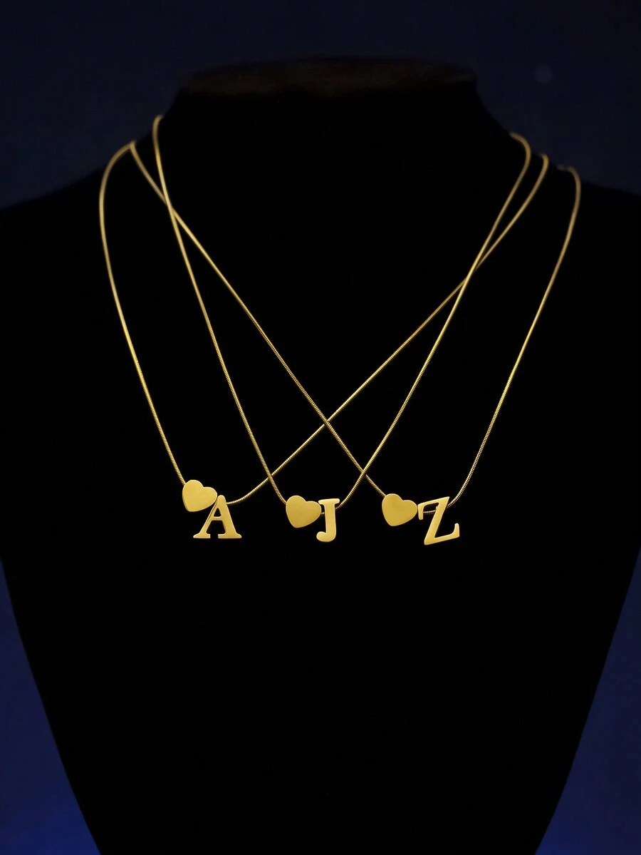 1 件女士精致锁骨心形字母“26”项链，简约优雅奢华 18K 镀金不锈钢吊坠项链，约会派对礼物的时尚配饰 - 金色 - 查看 1