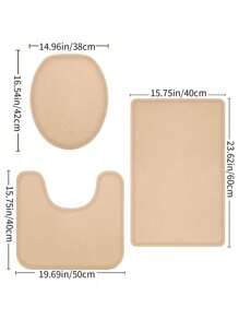 1pc Simple Soft Memory Foam Water-Absorbent Non-Slip Mat For Bathroom And Toilet - Khaki - View 2
